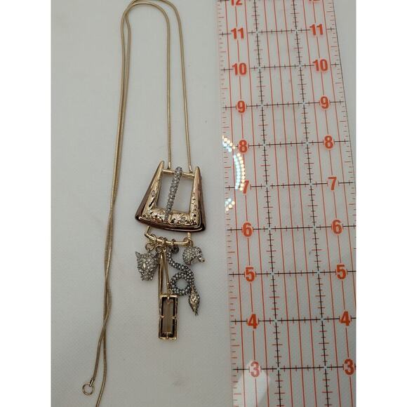 ALEXIS  BITTAR CONVERTIBLE  PIN TO NECKLACE BUCKLE WITH CHAIN Skull & Snake - Picture 7 of 8